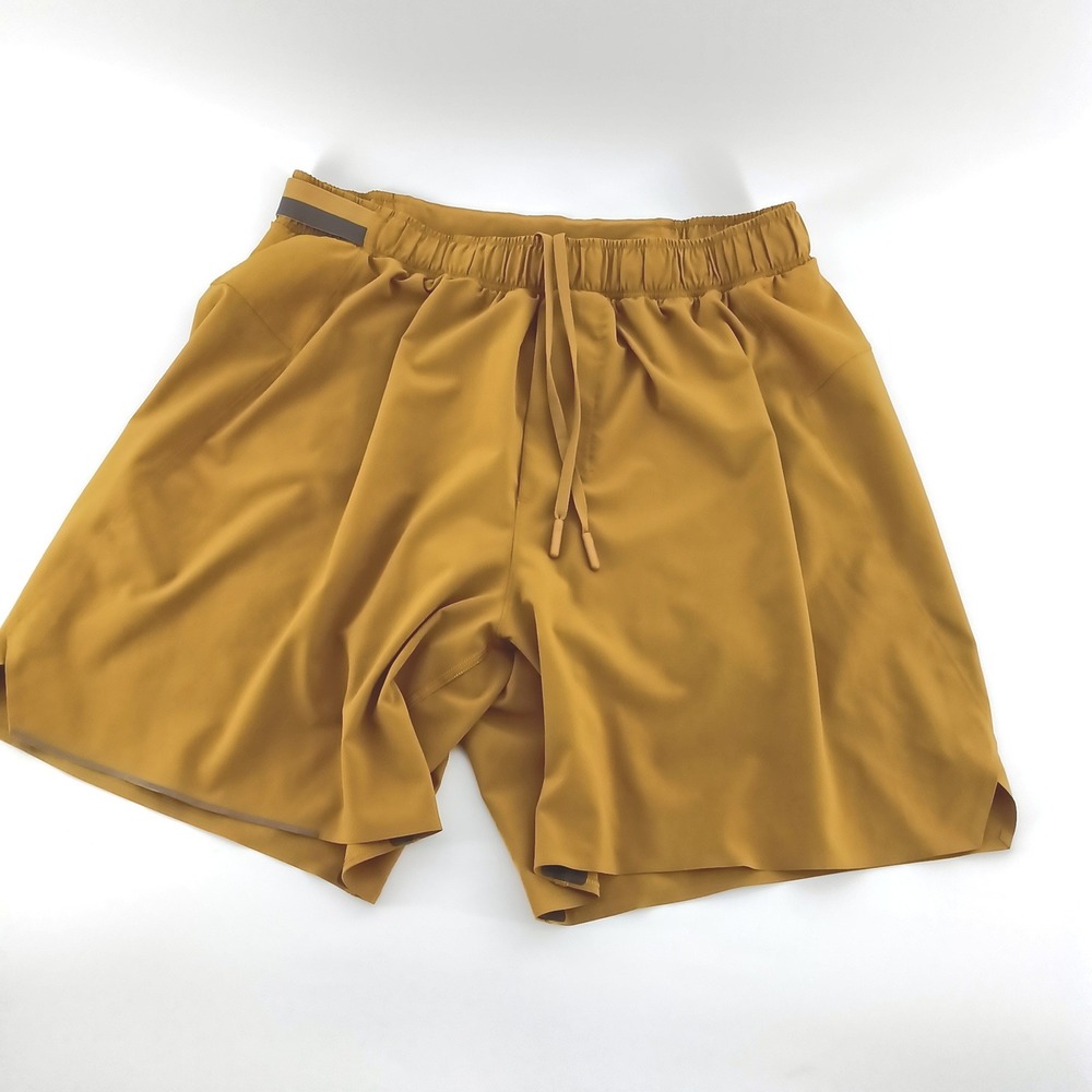 LULULEMON Pace Breaker Shorts Women Size M Gold Mustard Lined Activewear Running
